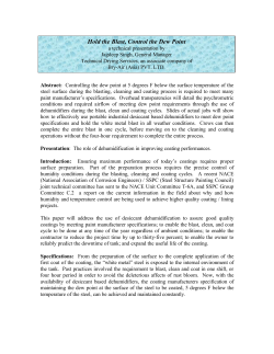 Hold the Blast, Control the Dew Point - BRY