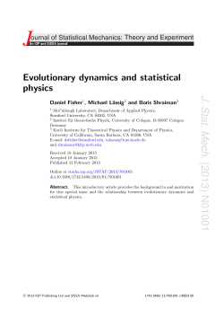 Evolutionary dynamics and statistical physics