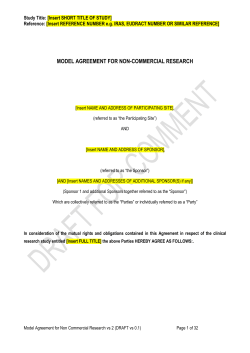 Model Agreement for Non-Commercial Research in the Health