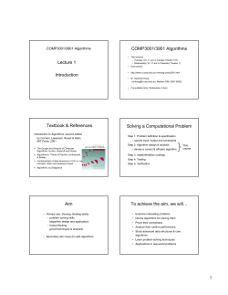 Lecture 1 Introduction COMP3001/3901 Algorithms Textbook