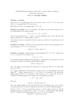 1MA259 Differential Topology, Spring 2017. Lecturer: Dmitry