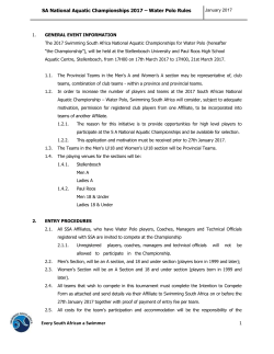 SA National Water Polo Championships 2017 Rules