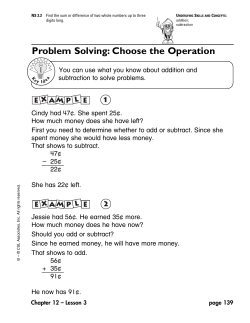 Problem Solving: Choose the Operation