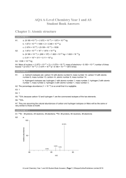 AQA A-Level Chemistry Year 1 and AS Student Book Answers