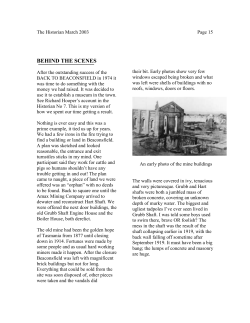 behind the scenes - West Tamar Historical Society