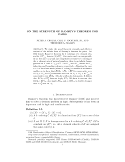 ON THE STRENGTH OF RAMSEY`S THEOREM FOR PAIRS 1