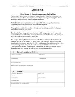 Field Research Hazard Assessment/Safety Plan