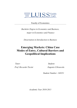 Emerging Markets: China Case Modes of Entry