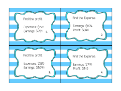 Find the profit. Expenses: $222 Earnings: $791 1. Find the profit