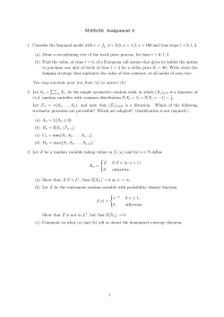 MASx52: Assignment 3 1. Consider the binomial model with r = , d