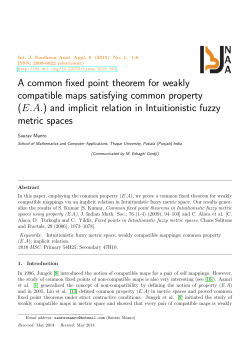 A Common Fixed Point Theorem for Weakly Compatible Maps