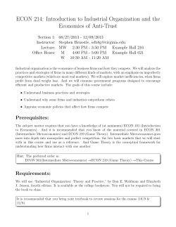 ECON 214: Introduction to Industrial Organization and the
