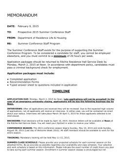 2015 summer conference staff application department of residence