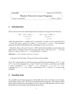 Shadow Prices for Linear Programs 1 Introduction 2 Feasible Sets