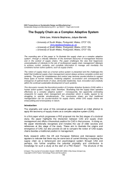 The Supply Chain as a Complex Adaptive System