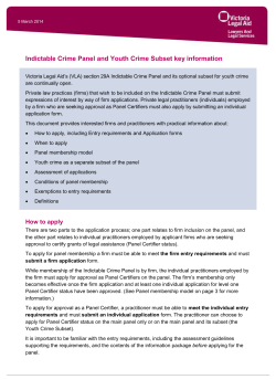 Indictable Crime Panel key information