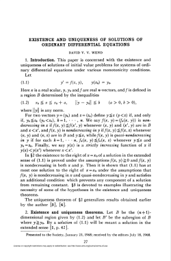 existence and uniqueness of solutions of