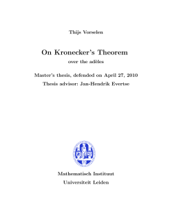 On Kronecker`s Theorem - Mathematisch Instituut Leiden