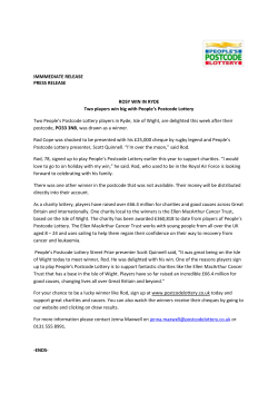 IMMMEDIATE RELEASE PRESS RELEASE