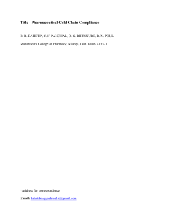 Title - Pharmaceutical Cold Chain Compliance