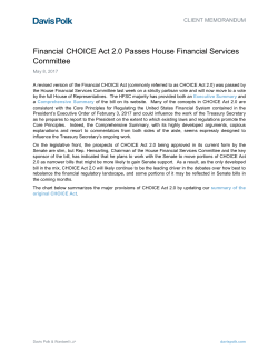 Financial CHOICE Act 2.0 Passes House Financial