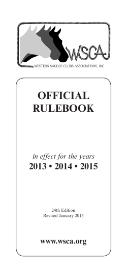 official rulebook - Western Saddle Clubs Association, Inc.