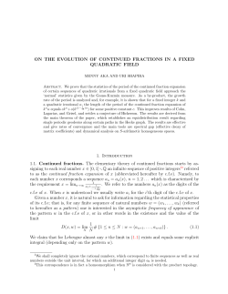ON THE EVOLUTION OF CONTINUED FRACTIONS IN