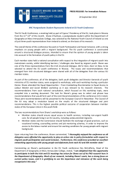 For Immediate Release - Mary Immaculate College