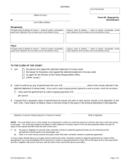 Form 29: Request for Garnishment