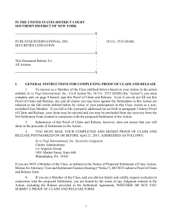 Proof of Claim and Release Form - Fuqi International, Inc. Securities