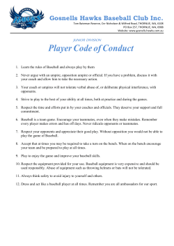 Player Code of Conduct - Gosnells Hawks Baseball Club