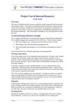 Project Cost of Internal Resources