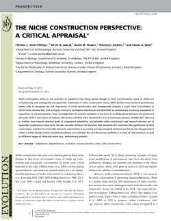 the niche construction perspective: a critical appraisal