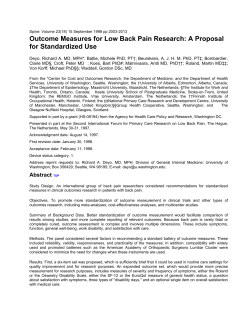 Outcome Measures for Low Back Pain Research: A