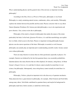 Jovy Trejo Week Two Assignment Why is understanding physics