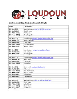 Loudoun Soccer Boys Travel Coaching Staff 2014/15