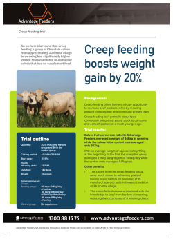 Creep feeding boosts weight gain by 20%