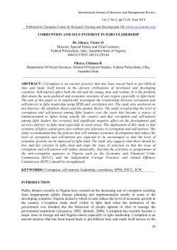 CORRUPTION AND SELF-INTEREST IN IGBO LEADERSHIP Dr