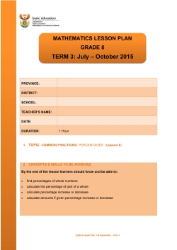 MATHEMATICS LESSON PLAN GRADE 8 TERM 3: July &ndash; October
