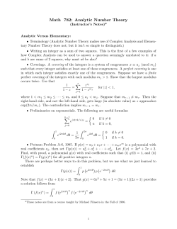 Math 782: Analytic Number Theory