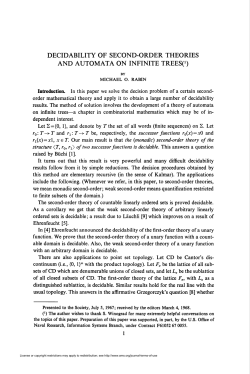 decidability of second-order theories and automata on infinite treeso