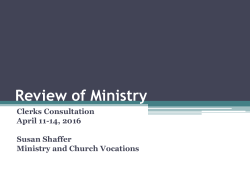 Review of Ministry - The Presbytery of Lindsay