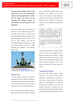 Politics and the Olympic Games Case Study 2