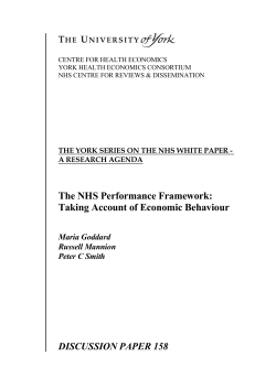 DP158 The NHS Performance Framework:Taking