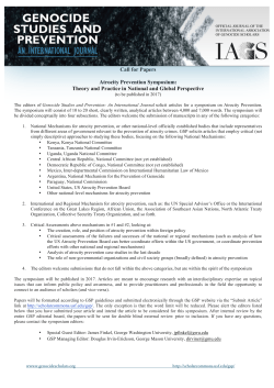 Call for Papers Atrocity Prevention Symposium: Theory and Practice