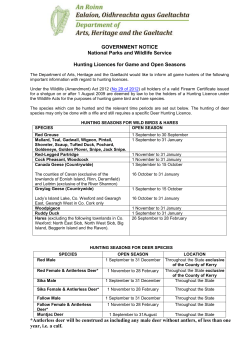 Dates for current hunting season