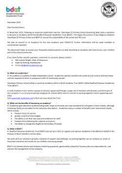 December 2015 Dear Parents/Carers, In November 2015, following