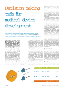 Decision-making tools for medical device development