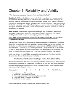 Chapter 3: Reliability and Validity **This chapter corresponds to