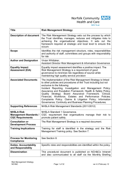 Risk Management Strategy 2012 - Norfolk Community Health and